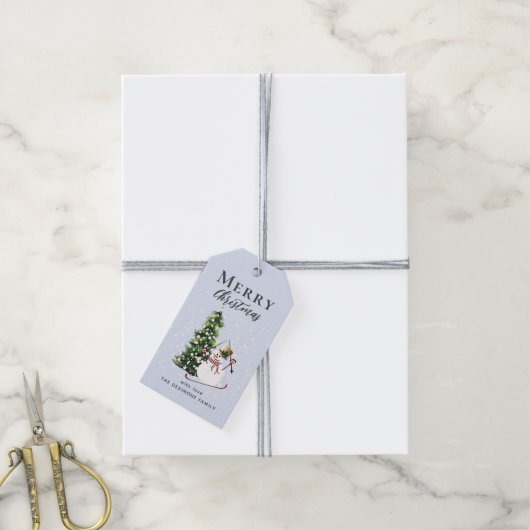メリークリスマス雪だるまギフトラベル ギフトタグ (より糸付き)