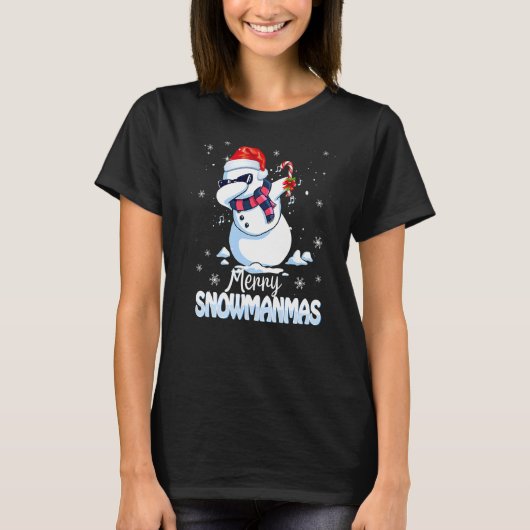 メリークリスマス雪だるまクリスマス女性男性クリスマス Tシャツ (正面)