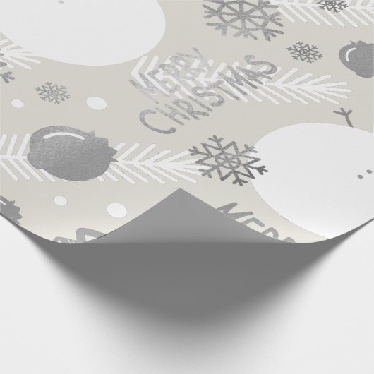 メリークリスマス雪だるまコーヒーマグシルバーホワイト ラッピングペーパー (角)