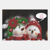 メリークリスマス雪だるまシーツラッピング紙 ラッピングペーパーシート (正面2)