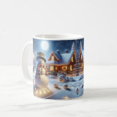 メリークリスマス雪だるまスノークラッドツリークリスマスズビレッジ コーヒーマグカップ (正面左)