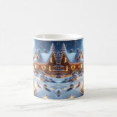 メリークリスマス雪だるまスノークラッドツリークリスマスズビレッジ コーヒーマグカップ (中央)