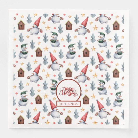 メリークリスマス雪だるまスノーフレークスモノグラム (正面)