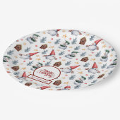 メリークリスマス雪だるまスノーフレークスモノグラム ペーパープレート (アングル)