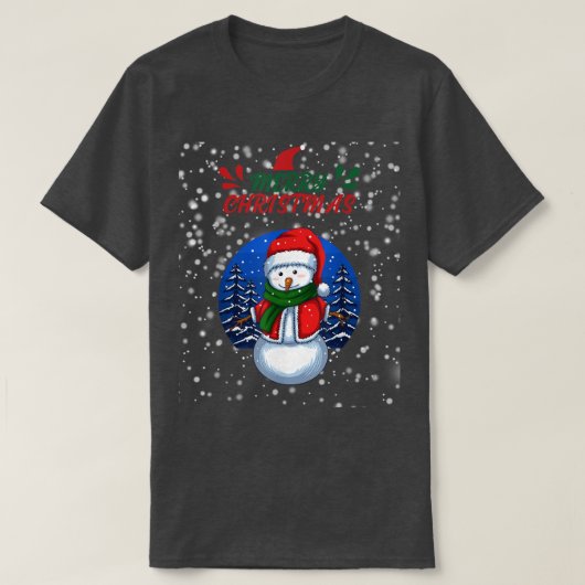 メリークリスマス雪だるまスノーホリデー Tシャツ (デザイン正面)