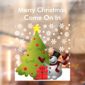 メリークリスマス雪だるまツリーストアフロントホテルLG ウィンドウサイン (シート2)