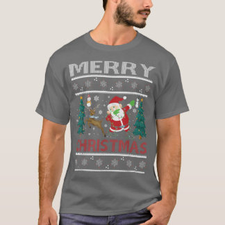 メリークリスマス雪だるまツリートレンデアダビングサン Tシャツ