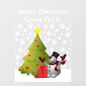 メリークリスマス雪だるまツリーホームアンドストアフロントsm ウィンドウサイン (シート)