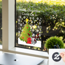 メリークリスマス雪だるまツリーホームアンドストアフロントsm ウィンドウサイン