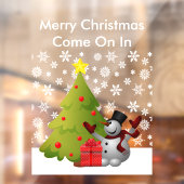 メリークリスマス雪だるまツリーホームアンドストアフロントsm ウィンドウサイン (シート2)