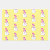 メリークリスマス雪だるまパターン ラッピングペーパーシート (正面2)