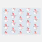 メリークリスマス雪だるまパターン ラッピングペーパーシート (正面)