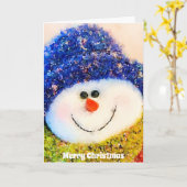 メリークリスマス雪だるまホリデイ カード (黄色い花)