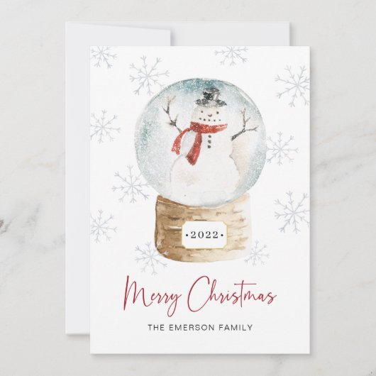 メリークリスマス雪だるまホリデーカード シーズンカード (正面)