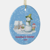 メリークリスマス雪だるまホリデーグランマグランドパ セラミックオーナメント (右)