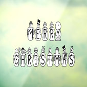 メリークリスマス雪だるまホームデコールストアビニル ウィンドウサイン (シート3)