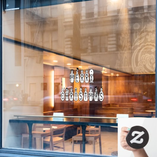 メリークリスマス雪だるまホームデコールストアビニル ウィンドウサイン (カフェ窓)