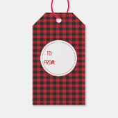 メリークリスマス雪だるまレッドブラックバッファロープレイド ギフトタグ (裏面)