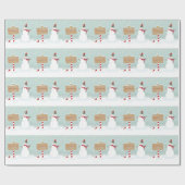 メリークリスマス雪だるま冬場 ラッピングペーパー (フラット)