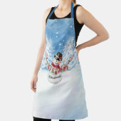 メリークリスマス雪だるま水彩雪の木 エプロン (インサイチュ)