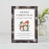 メリークリスマス雪だるま素朴ウッドスノーフレーク シーズンカード (スタンド正面)