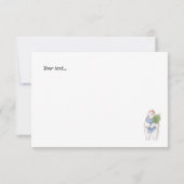 メリークリスマス雪だるま美しいネイビーブルー雪 サンキューカード (裏面)