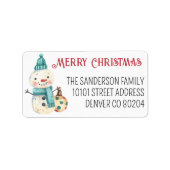 メリークリスマス雪だるま返品名住所 ラベル (正面)