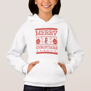 メリークリスマス雪だるま醜いセーターフード付きスウェットシャツ