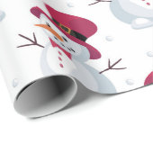 メリークリスマス雪だるま降る雪 ラッピングペーパー (ロールコーナー)