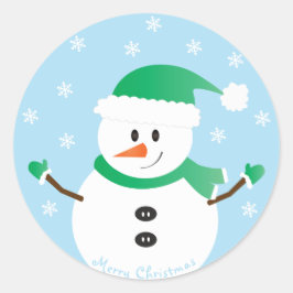 メリークリスマス雪だるま雪 ラウンドシール
