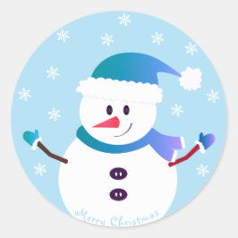 メリークリスマス雪だるま雪 ラウンドシール