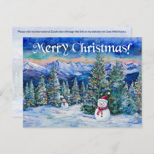 メリークリスマス雪だるま – はがき (正面/裏面)