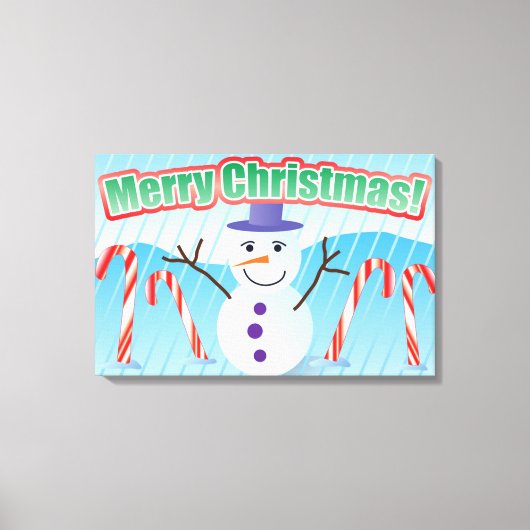 メリークリスマス雪だるま キャンバスプリント (正面)