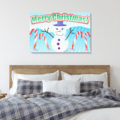 メリークリスマス雪だるま キャンバスプリント (インサイチュ (寝室))