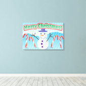 メリークリスマス雪だるま キャンバスプリント (インサイチュ (ウッドフロア))