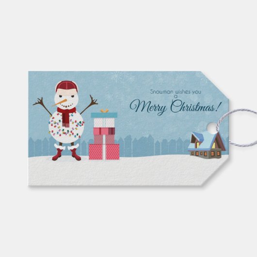 メリークリスマス雪だるま ギフトタグ (正面(横))