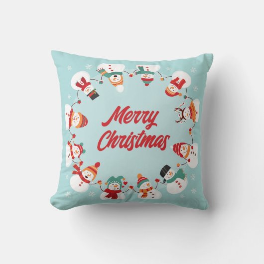 メリークリスマス雪だるま クッション (正面)