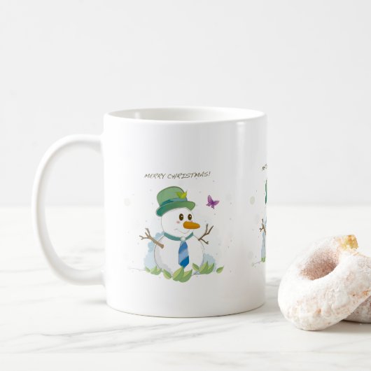 メリークリスマス雪だるま コーヒーマグカップ (ドーナツ)