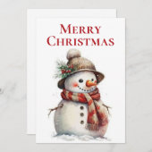 メリークリスマス雪だるま シーズンカード (正面/裏面)