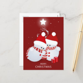 メリークリスマス雪だるま シーズンポストカード