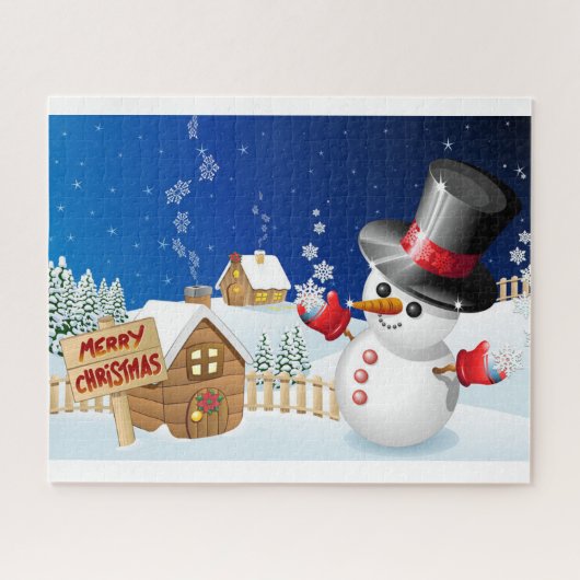 メリークリスマス雪だるま ジグソーパズル (横)