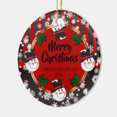 メリークリスマス雪だるま セラミックオーナメント (左)