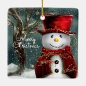 メリークリスマス雪だるま セラミックオーナメント (裏面)