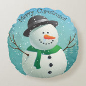 メリークリスマス雪だるま ラウンドクッション (正面)