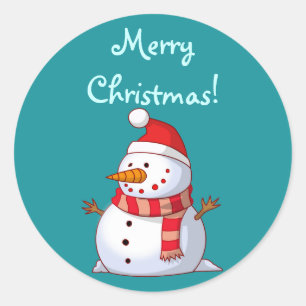 メリークリスマス雪だるま ラウンドシール