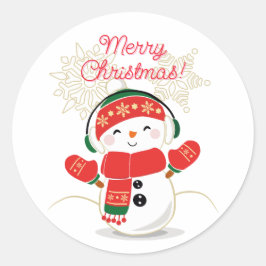 メリークリスマス雪だるま ラウンドシール