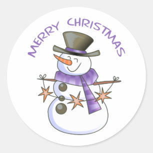 メリークリスマス雪だるま ラウンドシール
