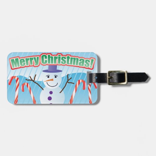 メリークリスマス雪だるま ラゲッジタグ (正面横)