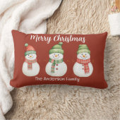 メリークリスマス雪だるま ランバークッション (ブランケット)