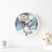 メリークリスマス雪だるま ラージ壁時計 (ホーム)